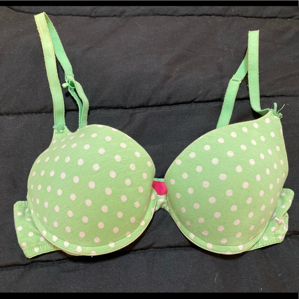 Victoria’s Secret PINK green polkadot bra 34B